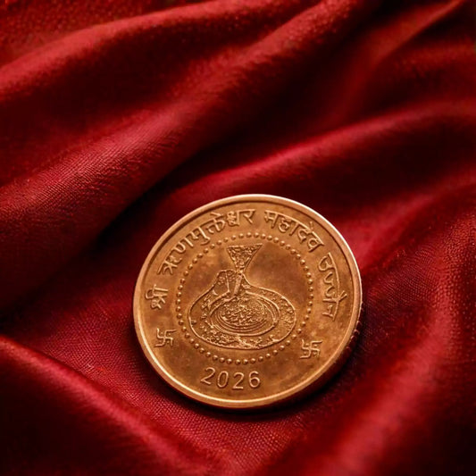 Rinmukteshwar Siddh Coin | Blessed At Rinmukteshwar Temple, Ujjain + FREE 5 Mukhi Rudraksha