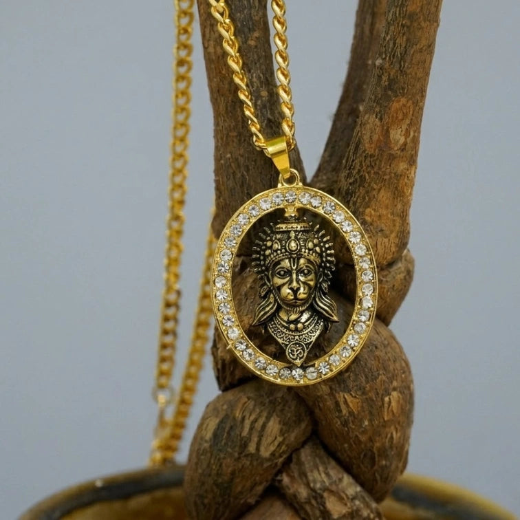 Hanuman Pendant with Gold Chain