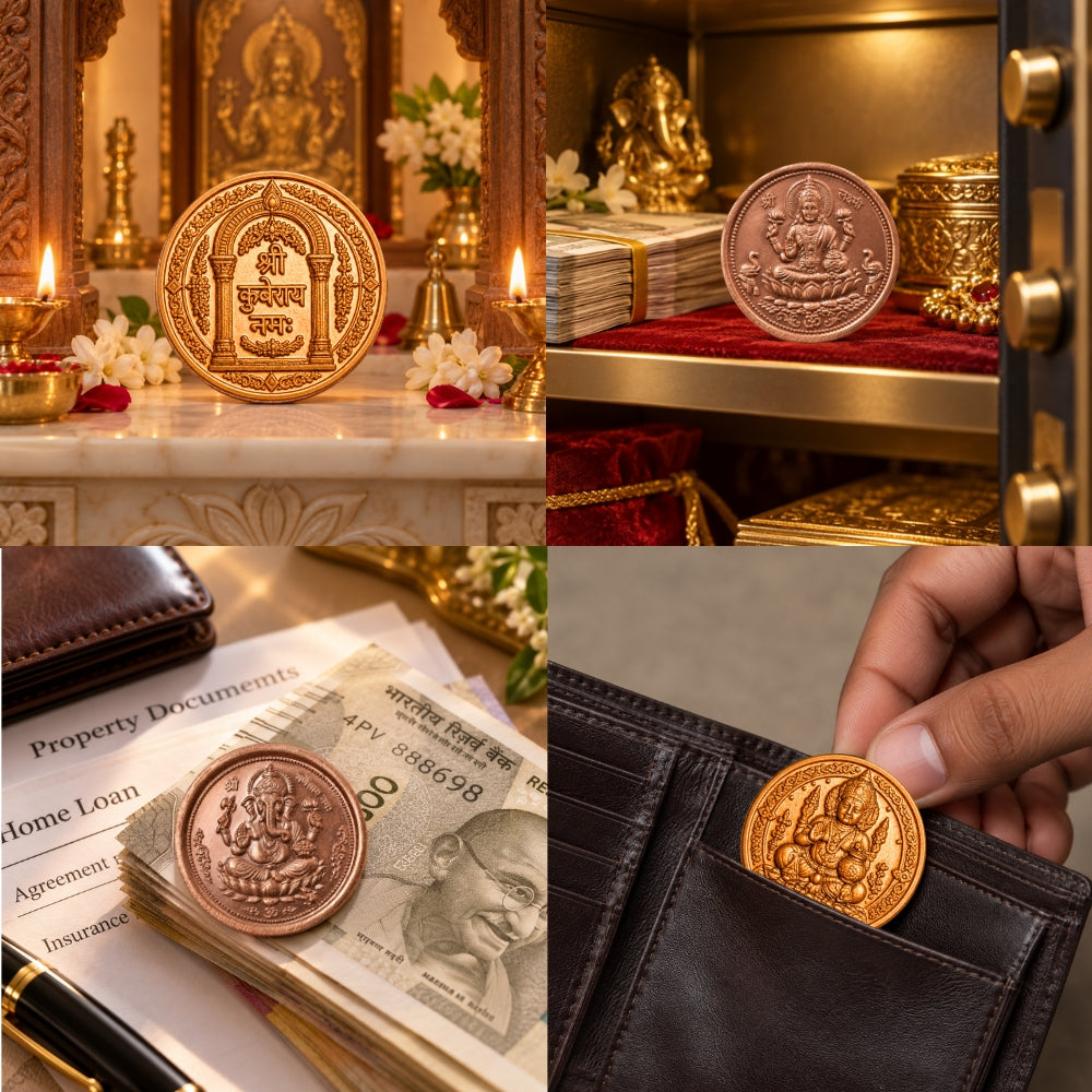 Shubh Labh Samriddhi Combo (Laxmi-Ganesh coin + Kuber Coin) | Exclusive to VAMA, other brands are fake - VAMA Mall