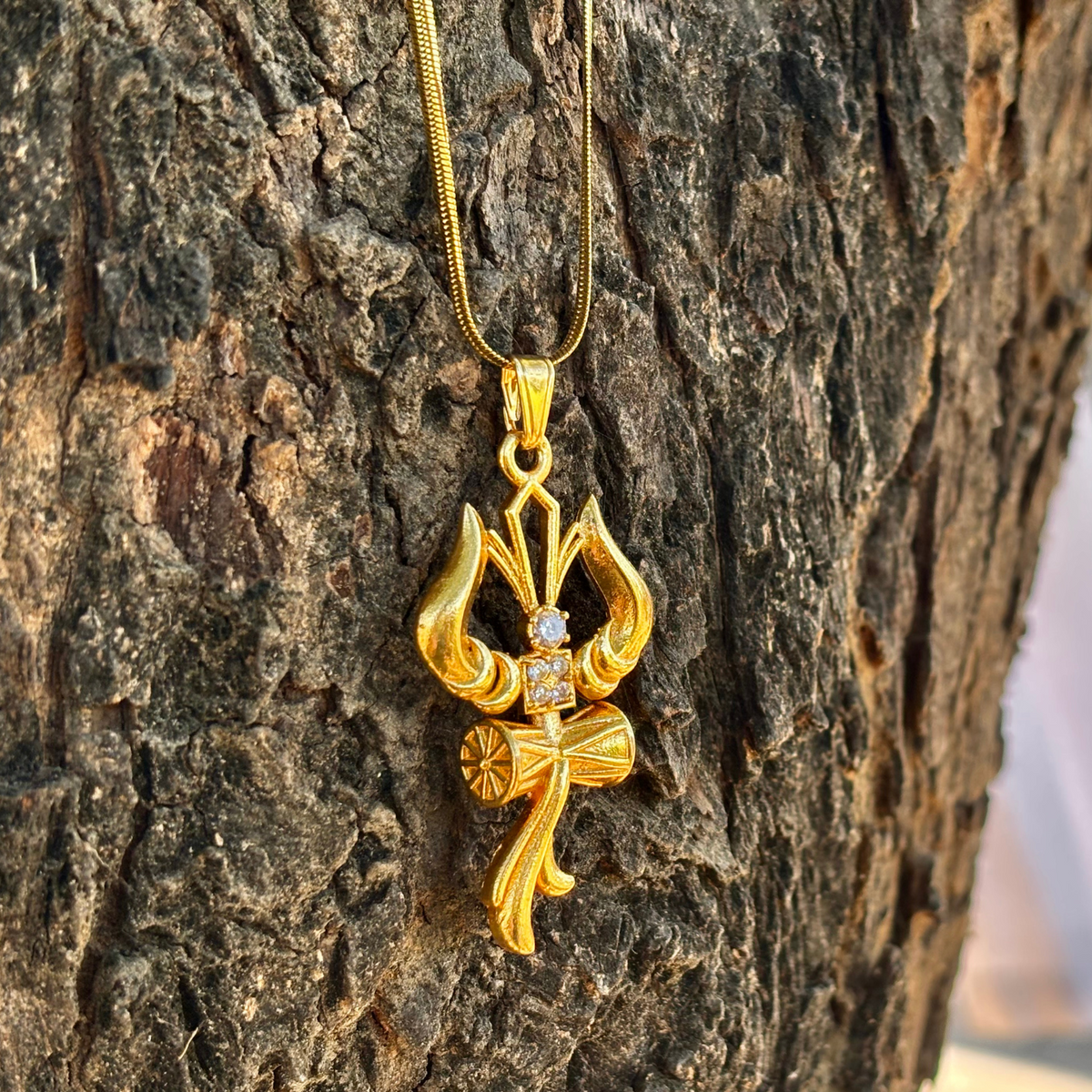Shiva Trishul and Damru Pendant with Chain - VAMA Mall