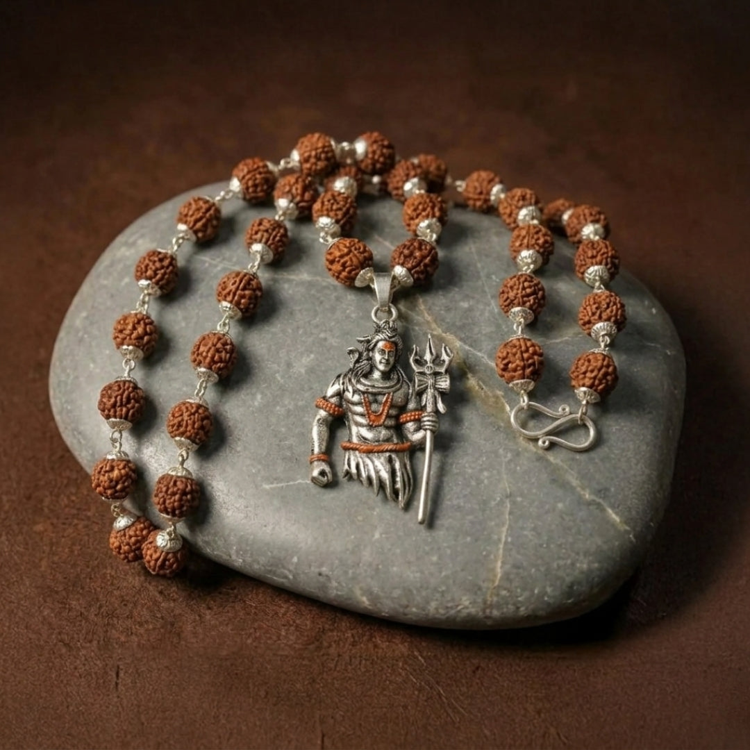 Shiva Damru Pendant with Rudraksha Mala - VAMA Mall