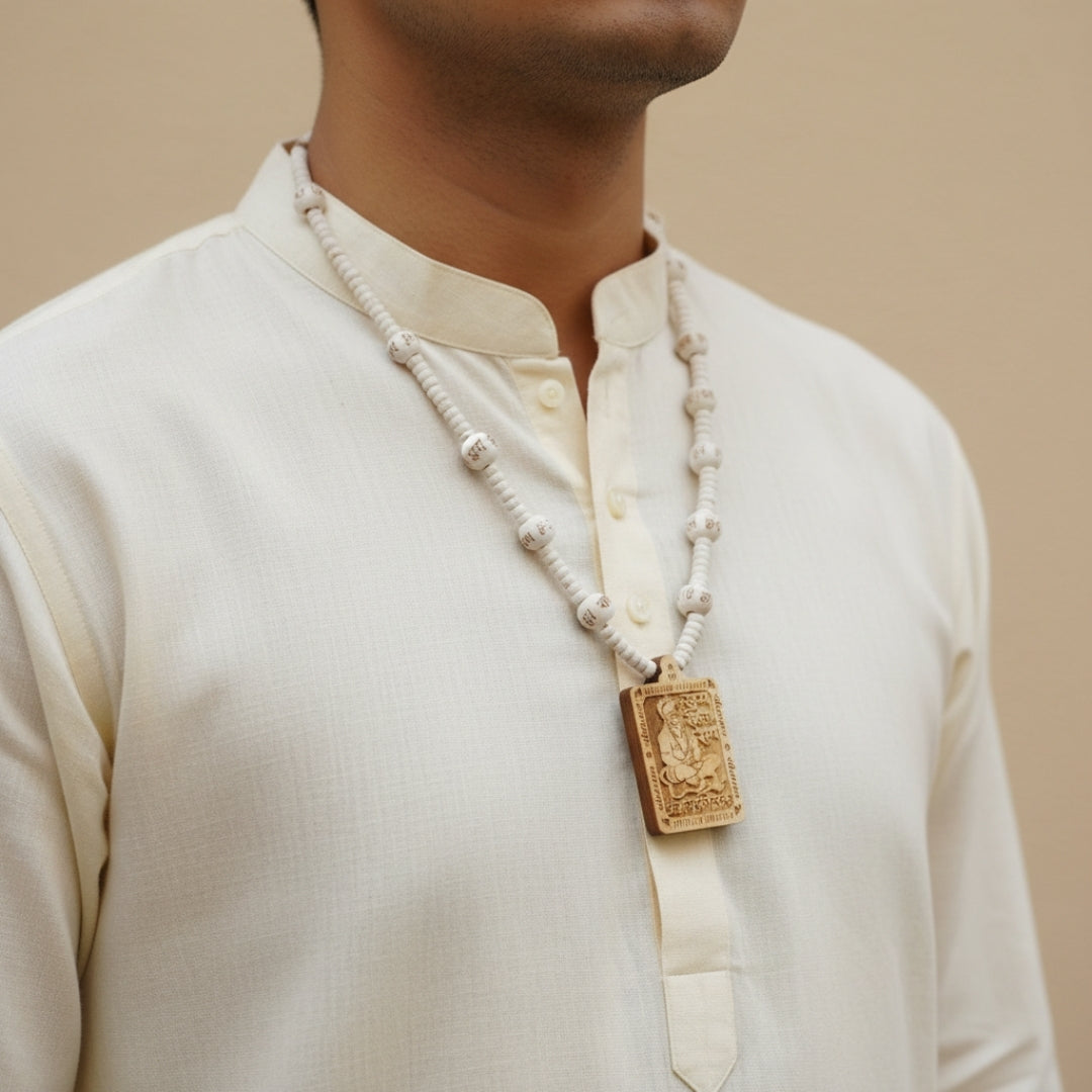 Original & Natural Wood Tulsi Kanthi Mala With Hanuman ji Locket Pendant (Pack of 2) | Buy 1 Get 1 FREE + 5 Mukhi Rudraksha FREE