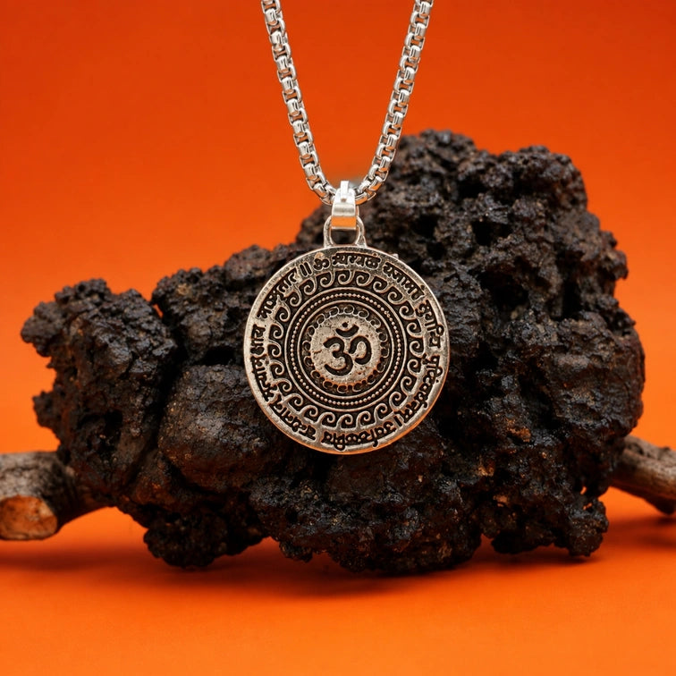 Om Pendant with Silver Chain - VAMA Mall