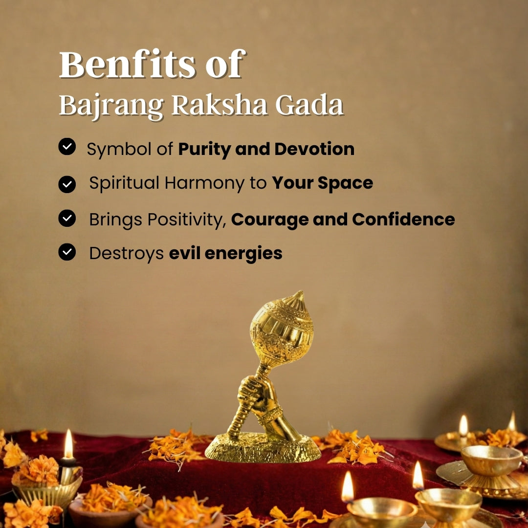 Bajrang Raksha Gada with benefits listed.