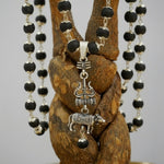 Shiv Trishul Nandi Pendant & Silver Cap Karungali Mala