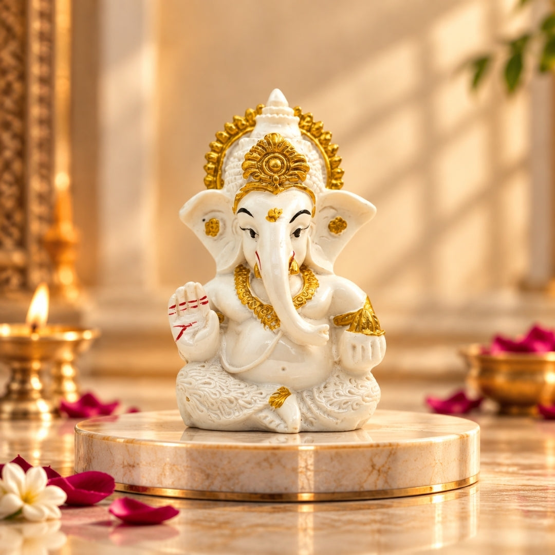Vighnaharta Ganesh Idol - White | Exclusive to VAMA, other brands are fake - VAMA Mall