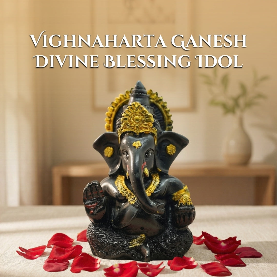 Buy Vighnaharta Ganesh Idol in Black color 