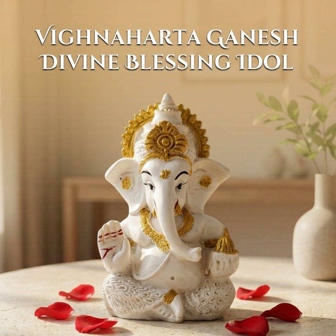 Vighnaharta Ganesh Idol - White - VAMA Mall