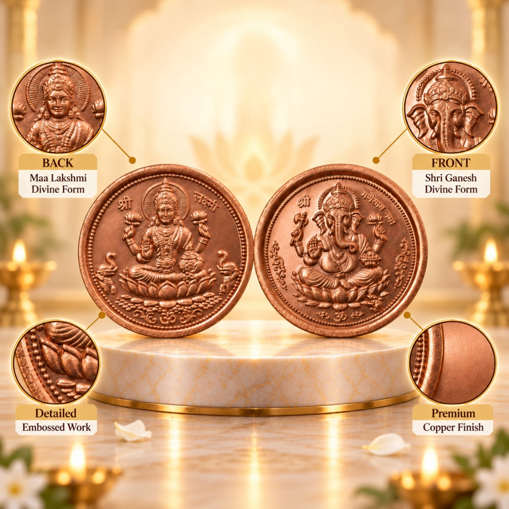 Sacred Laxmi Ganesh Blessing Sikka | Coin for Diwali Puja & Dhanteras