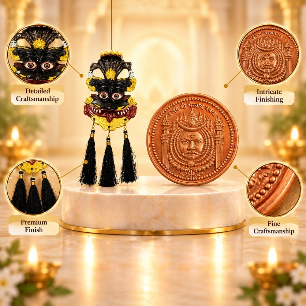 Bhairav Kavach Combo (Kaal bhairav Coin + Kirtimukh) | Exclusive to VAMA, other brands are fake | Blessed at Vikrant Bhairav Temple, Ujjain