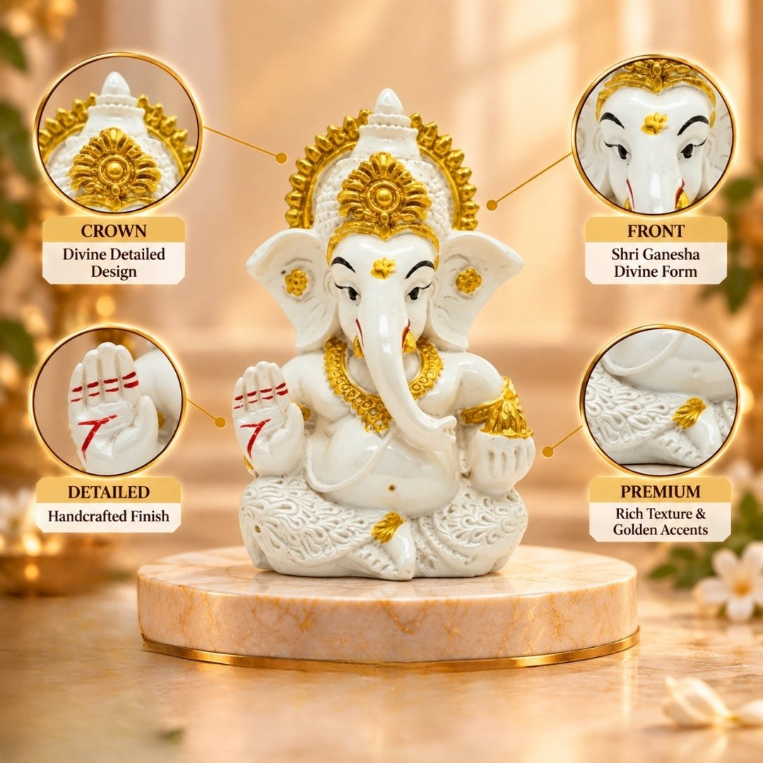 Vighnaharta Ganesh Idol - White | Exclusive to VAMA, other brands are fake - VAMA Mall