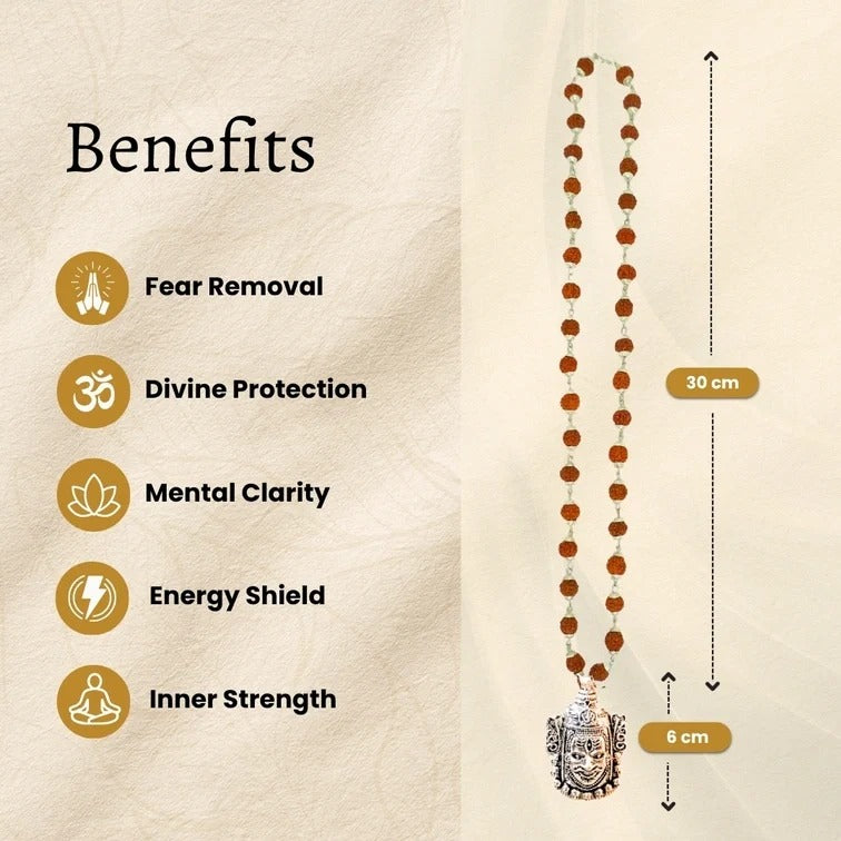 Kalbhairav Pendant with Rudraksha Mala | Exclusive to VAMA, other brands are fake - VAMA Mall