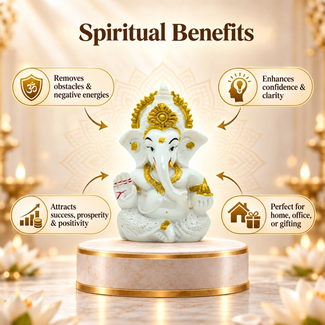 Vighnaharta Ganesh Idol - White | Exclusive to VAMA, other brands are fake - VAMA Mall