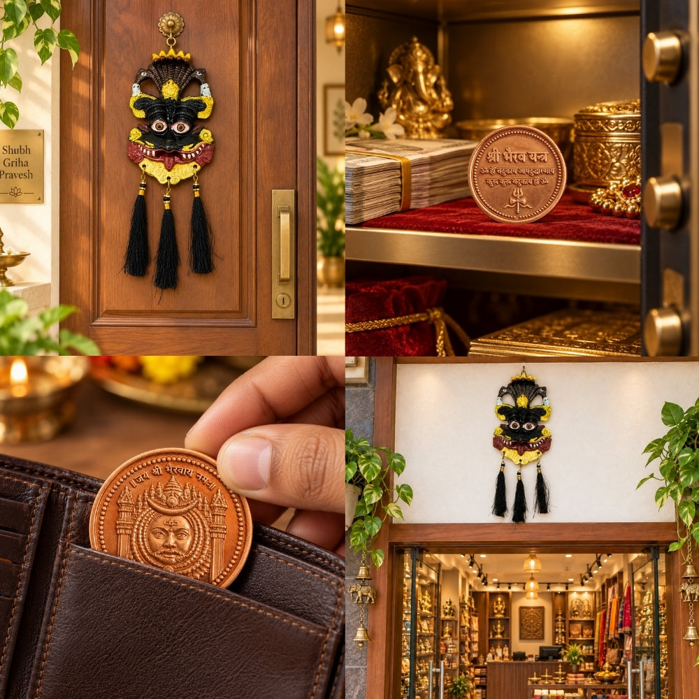 Bhairav Kavach Combo (Kaal bhairav Coin + Kirtimukh) | Exclusive to VAMA, other brands are fake | Blessed at Vikrant Bhairav Temple, Ujjain