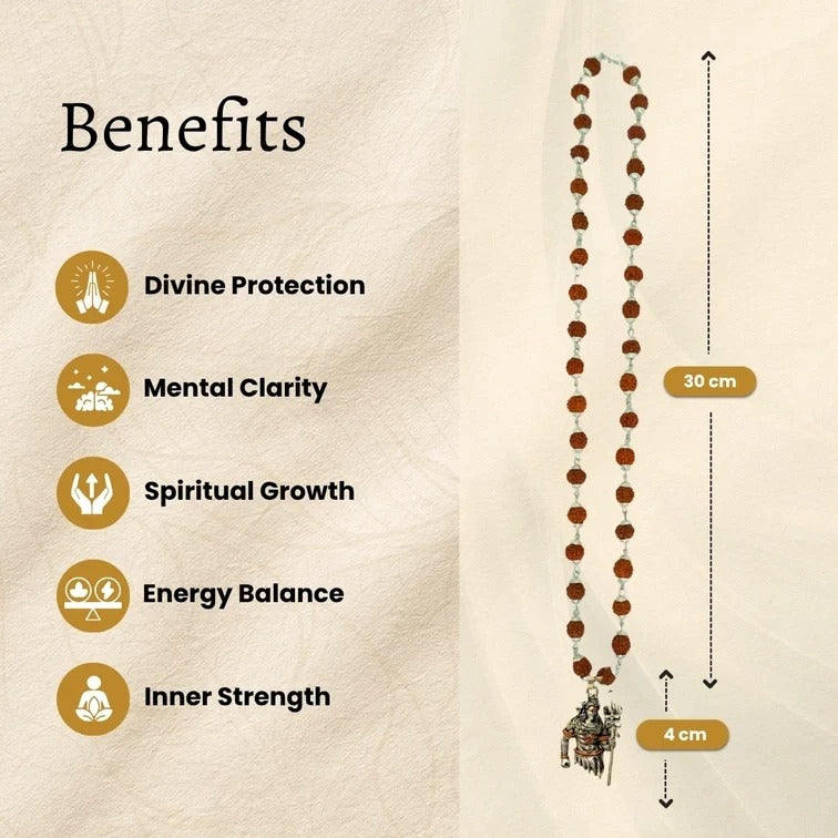 Shiva Damru Pendant with Rudraksha Mala | Exclusive to VAMA, other brands are fake - VAMA Mall