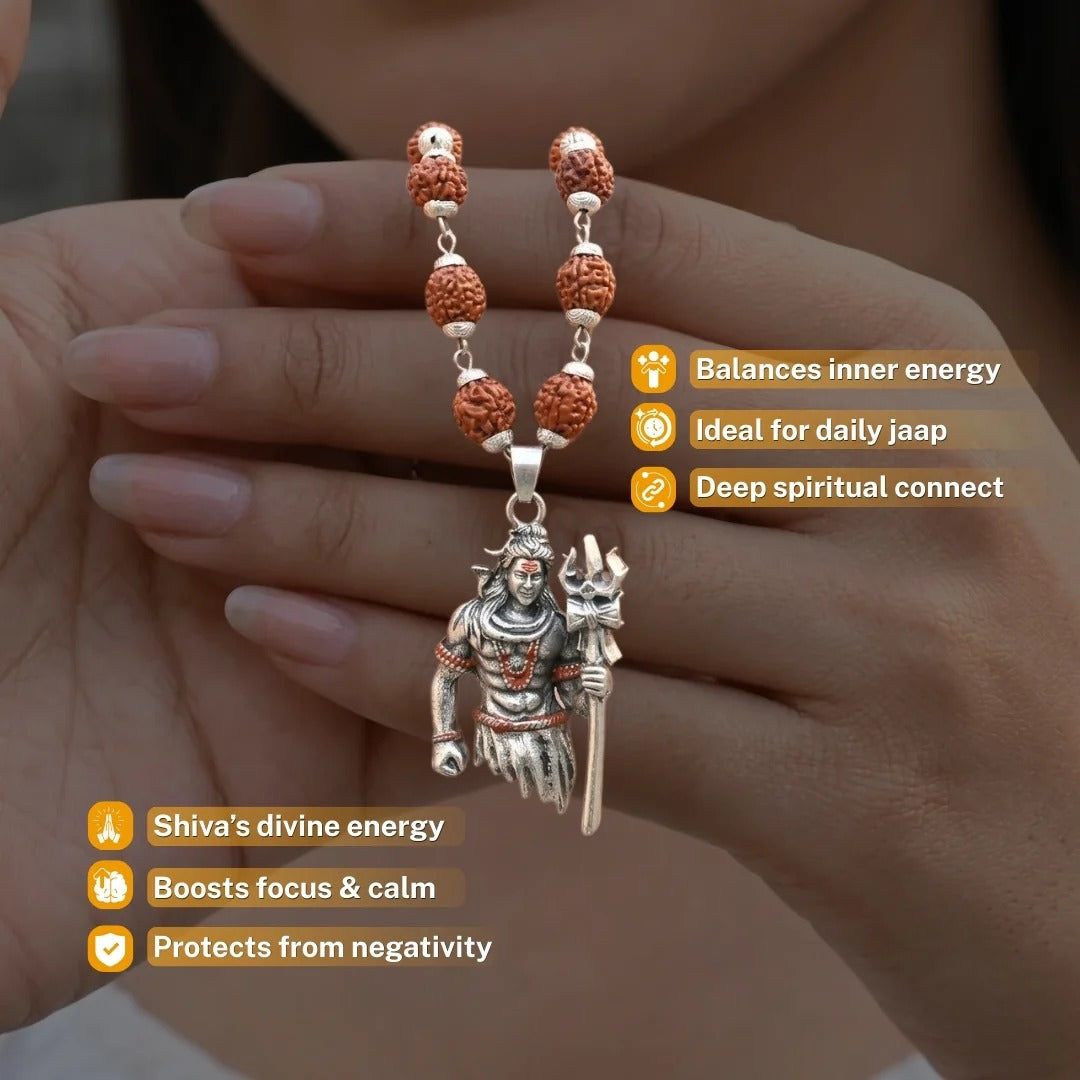 Shiva Damru Pendant with Rudraksha Mala | Exclusive to VAMA, other brands are fake - VAMA Mall