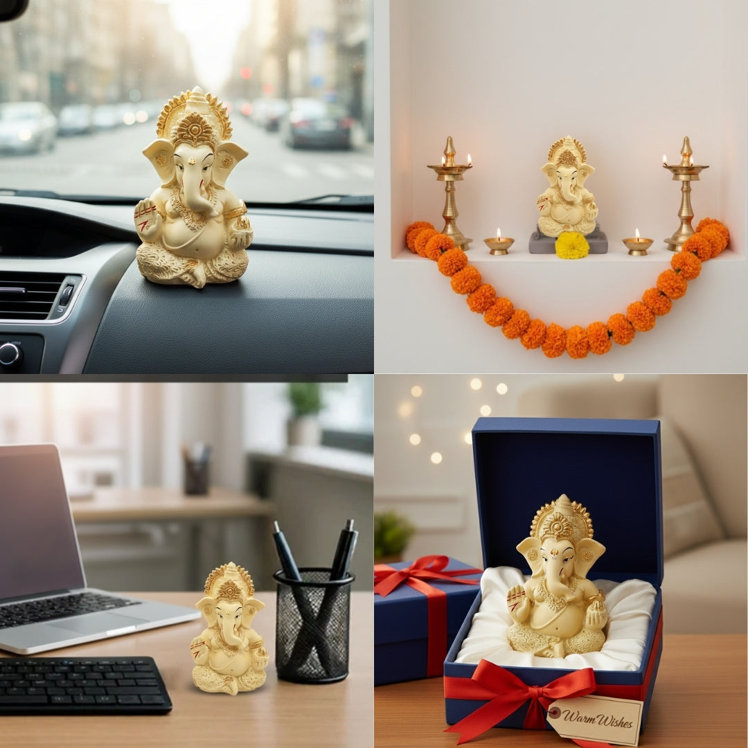 Vighnaharta Ganesh Idol - Ivory | Exclusive to VAMA, other brands are fake - VAMA Mall