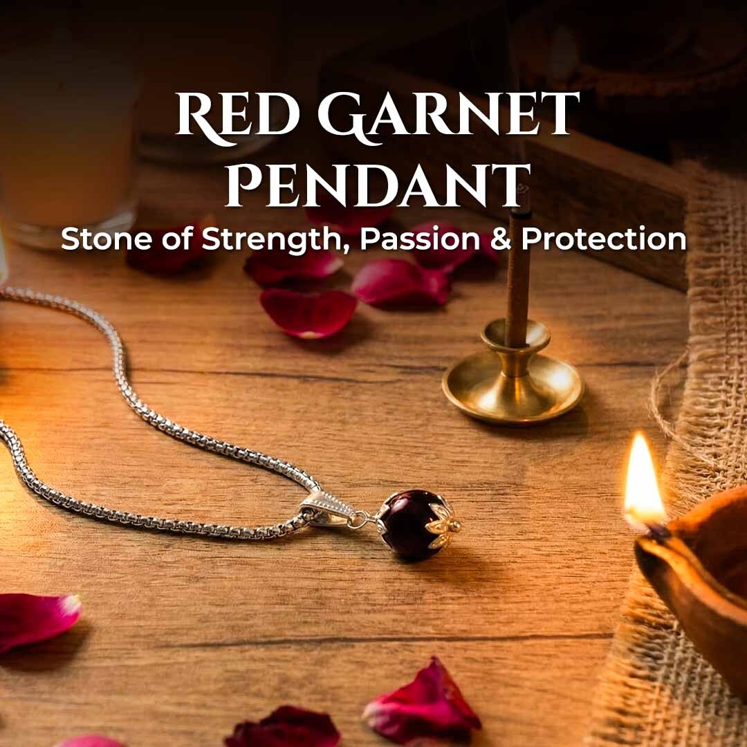 Red Garnet Pendant with Silver Chain