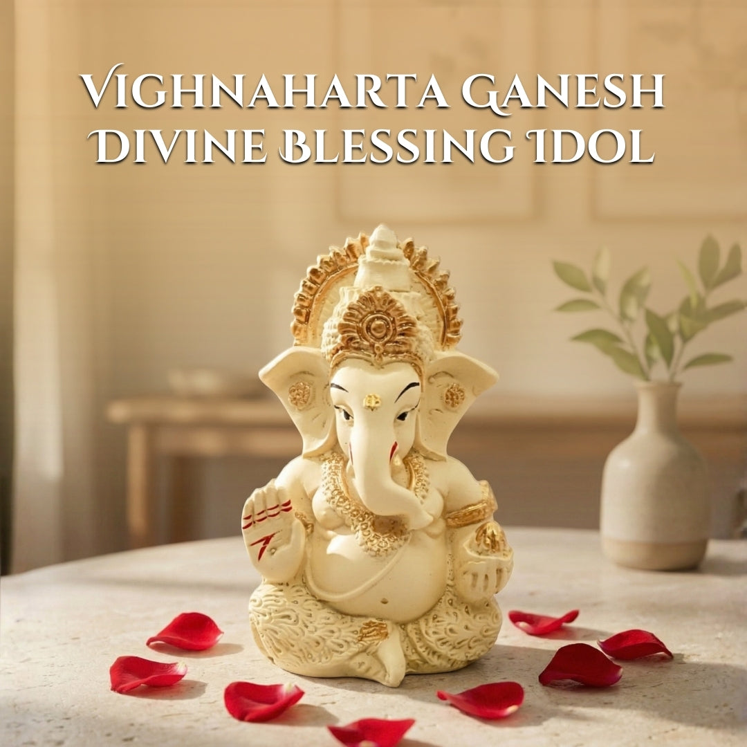 Vighnaharta Ganesh Idol in Ivory colour