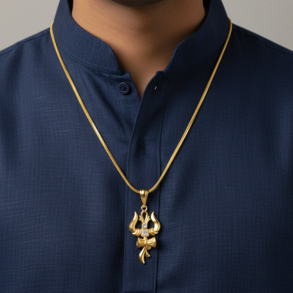 Shiva Trishul and Damru Pendant with Chain - VAMA Mall