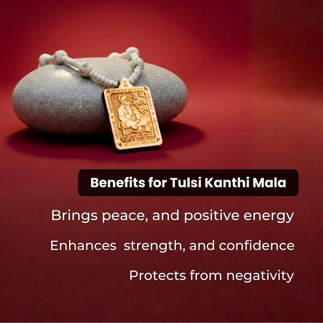 Original & Natural Wood Tulsi Kanthi Mala With Hanuman ji Locket Pendant (Pack of 2) | Buy 1 Get 1 FREE