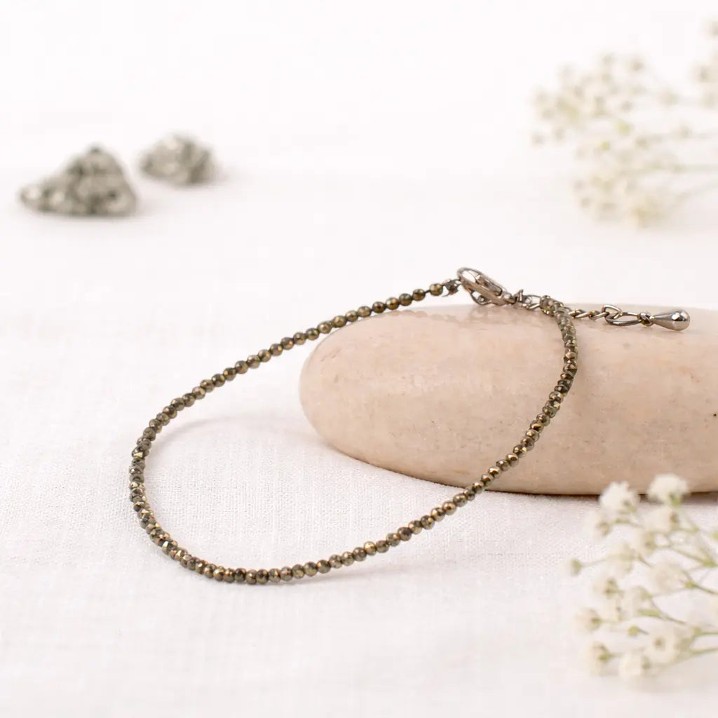 Raw Pyrite Anklet for Wealth Confidence and Prosperity