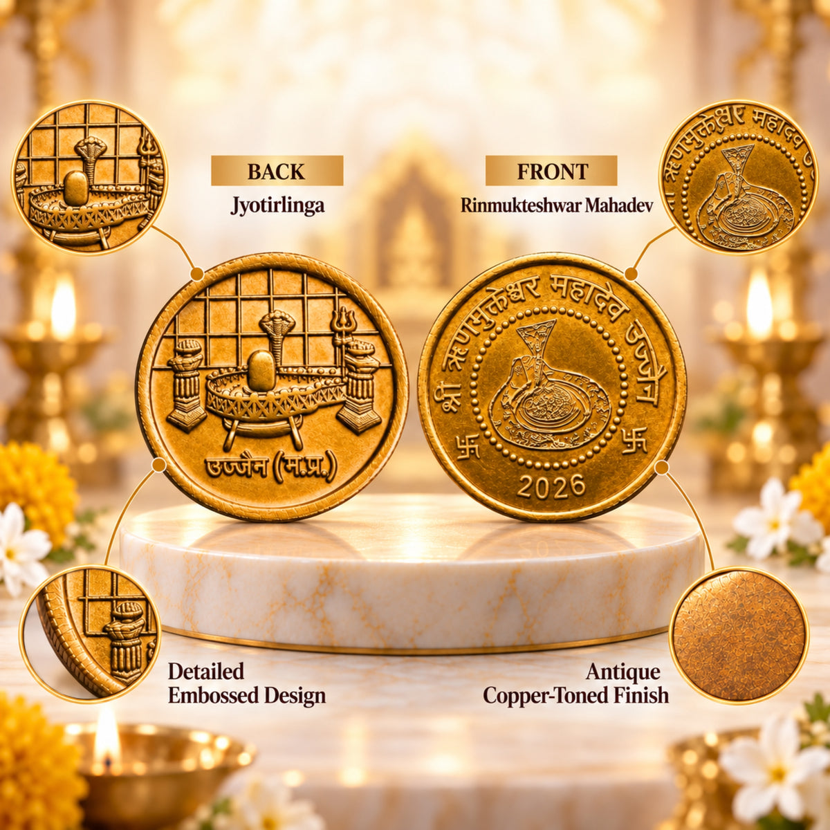 Rinmukteshwar Siddh Coin/Sikka | Blessed At Rinmukteshwar Temple, Ujjain - VAMA Mall
